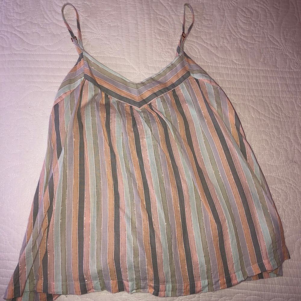 LUCKY BRAND PASTEL STRIPE LUREX TANK TOP - Picture 2 of 8